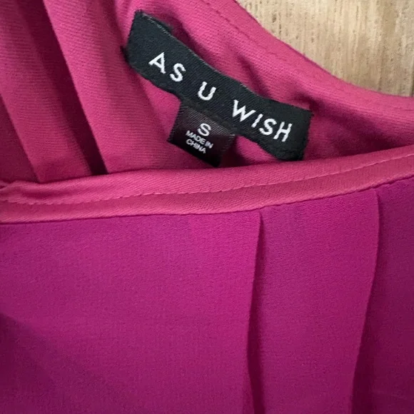 As You Wish Magenta one-Shoulder Sequin Party Mini Dress size Small NWT - Picture 4 of 6